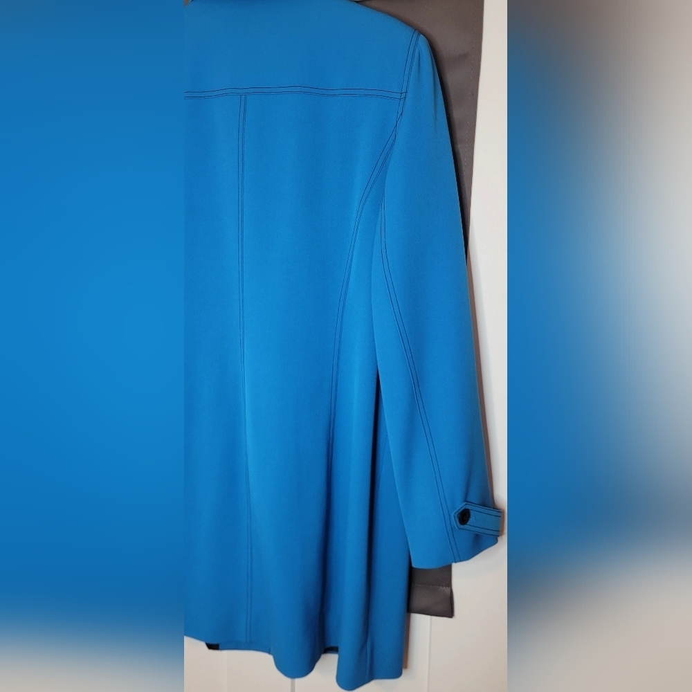 Alfred Dunner Blue Trench Coat Thick/Lined With Black Stitching And Pockets... - Picture 6 of 12